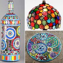 7 Shapes Iridescent Glass Mosaic Tiles For Crafts, 280g Stained Glass Sheets For Home Decor, Mosaic Pieces For Mosaic Projects ( Iridescent Black) - Universal - View 5