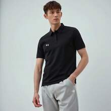 Under Armour 【运动复古】男士经典Polo衫，透气短袖，商务休闲翻领T恤，简约百搭高尔夫上衣，弹力速干时尚款 - 黑色 - 查看 2