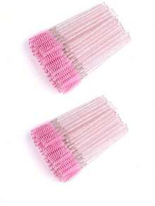 200pcs/100pcs/50pcs/10pcs Disposable Mascara Wands Eyelash Brush Spoolies For Eyelash Cleaning Eyebrow Crystal Shine Eyelashes Brushes Lash Extensions Makeup Tool - Pink - View 9
