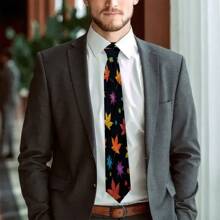 1条，优雅男士领带，男士领结，独特休闲领带，红色波西米亚风/红紫色枫叶图案，创意领带设计，100%聚酯纤维，优雅商务西装配饰，趣味领带印花设计，日常及派对领带，独特的节日/生日礼物，送给家人朋友的理想之选，最佳服装配饰，男士服装配饰/男士领带及领饰/男士领带