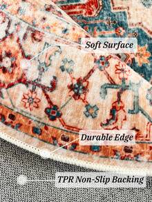 1pc Round Style Rug Carpet, Bohemian Vintage Soft Comfortable Home Decor Round Floor Mat For Living Room, Bedroom, Study - Multicolor - View 7