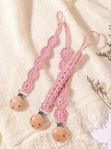 3Pcs/Pack Pacifier Holders With Elastic Band | Baby Pacifier Chain Clips |Universal Holder Soother Clips With Beechwood Clasp For Baby Teething Toys Teethers | Ideal Baby Gift For Boy For Girl - Multicolor - View 19