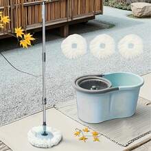 Spin Mop And Bucket, Mop And Bucket With Wringer Set For Home, 360 Spinning Mop Bucket Floor Cleaning Tool With 3 Microfiber Mop Replacement Head Refills,50" Extended Handle For Floor Cleaning Home - 藍色 - 查看 6