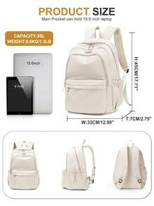 Balo đựng máy tính xách tay dung tích lớn dành cho nữ, Balo du lịch thường ngày cổ điển, Balo đi học nhẹ cho bé gái bé trai, Balo cho bé gái, Balo cho học sinh trung học cơ sở, Balo đựng máy tính xách tay chống trộm 15,6 inch, Túi đi làm, Balo du lịch, Túi đi học, Túi đựng máy tính, Quà tặng cho nam nữ. Phiên bản mới và cũ được giao ngẫu nhiên. - Màu be - Xem 2