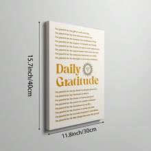1 件每日感恩名言印刷帆布画印刷壁画积极快乐感恩海报宿舍办公室卧室居家房间装饰瑜伽工作室学校理想礼物无框 - 杏色 - 查看 12