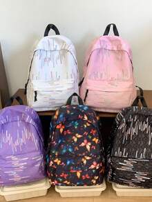 School Backpack, Students Bookbag, Campus Bag, College Style, Campus Bag, Back To School, Rucksack, Backpack For Middle/High School Girls, Indie Style, Aesthetically Design, Backpack For Female University Students - Multicolor - View 1