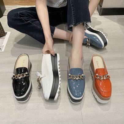 Women's Thick Sole Sandals, Suitable For Outdoor Wear, With Closed Toe Design And Slip-On Style, Versatile And Waterproof, Women's Shoes > Women's Shoes > Women's Wedge & Platform Shoes