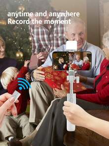 蓝牙自拍杆多功能三脚架自拍杆带遥控器、补光灯和手机支架，适用于直播、摄影、旅行等。LED 灯便携式 LED 视频灯可调光，相机和摄像机 Vlogging 用于照片自拍视频录制缩放会议、采访、直播、Vlog、家庭聚会、圣诞派对拍摄、手持自拍、暑假户外活动、旅行、户外活动、直播三脚架 - 白色 - 查看 4