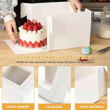 1/6 piezas Caja blanca para pasteles con ventana transparente, cierre seguro, múltiples tamaños (8x8x8, 10x10x8, 12x12x8 pulgadas), adecuada para cumpleaños, bodas, fiestas, decoraciones navideñas, estructura resistente, embalaje para hornear, organizadores de fiestas
