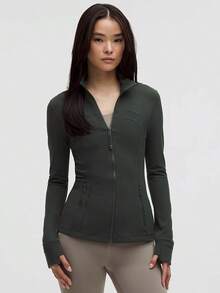Define Jacket Nulu Women's Lightweight, Full Zip Running Track Jacket-For Yoga Gym Running-Sweat-Wicking-Yoga-All Seasons Sport-Spring/Summer-Autumn/Winter-Back To School - 雨林綠 - 查看 1