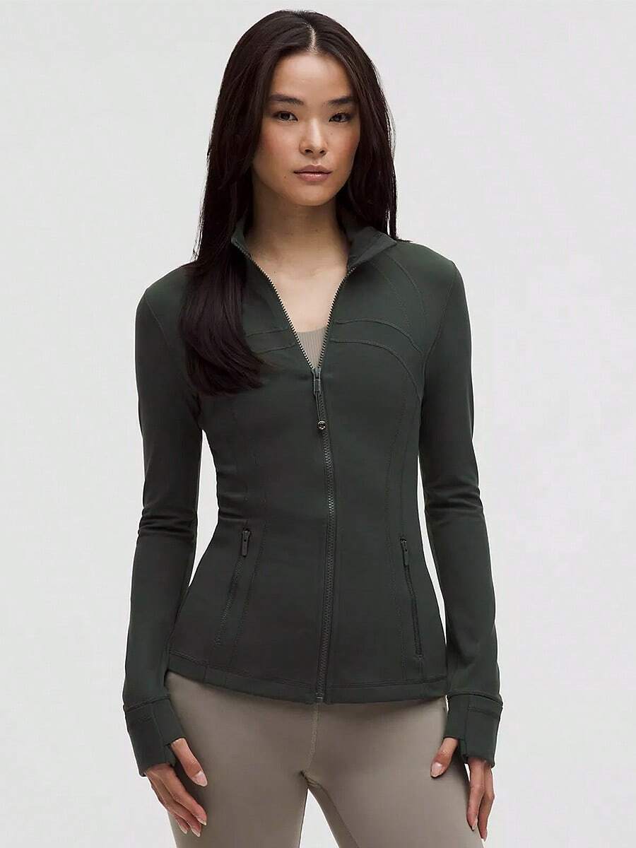 Define Jacket Nulu Women's Lightweight, Full Zip Running Track Jacket-For Yoga Gym Running-Sweat-Wicking-Yoga-All Seasons Sport-Spring/Summer-Autumn/Winter-Back To School - 雨林綠 - 查看 1