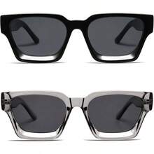 Thick Square  Retro Chunky Rectangle  Protection - 2 ชิ้น - สีดำ + สีเทาใส - ดู 6