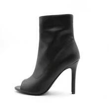 FRAN WILLOR Women's Four Seasons Open Toe High Heels Ankle Boots PU Leather Open Toe Sandals Boots Shoes (With Back Zipper) - màu đen - Xem 7