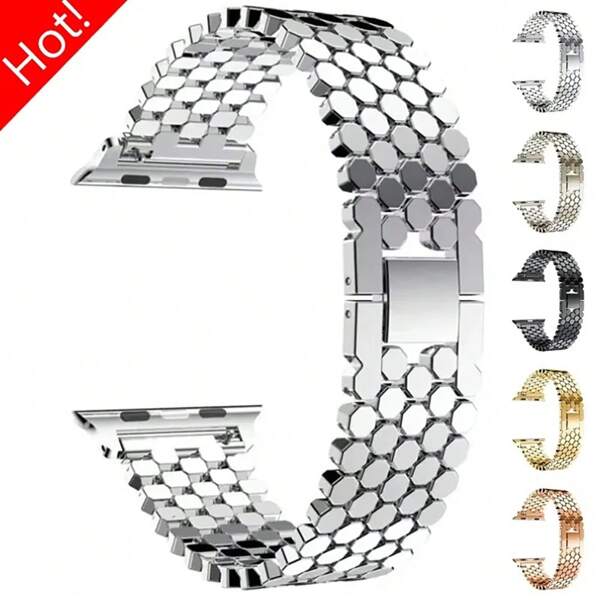 10/9/8/7/6/5/4 Ultra Scales Pattern Honeycomb Metallic Watchband For Men And Women, In Stock