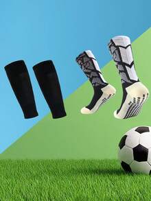 2pairs Men's Anti-Skid Thick Cushioning Football Basketball Sports Socks With Arch Support, Grip Socks, For Gym