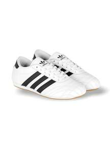 Adidas Giày Taekwondo nữ, kiểu dáng thường ngày, nhẹ, êm ái, thoáng khí, đế dày, có logo, thân thiện với da, đa năng, phù hợp đi tập gym, đi làm, thư giãn sau giờ làm, du lịch, hẹn hò, màu trắng JS1194 - Trắng/Đen - Xem 2