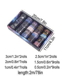 20 Rolls, Giant Starry Sky Bronzing Bronzing Silvery Washi TapeDream Planet Universe DlY Decorative Stickers Student School Hand Account Tape, Junk Journal Stickers Supplies, CreativeMasking Tape, Scrapbooking Decor, Journaling Decor(6 Rolls/12 Rolls/20 Rolls) - Blue - View 19
