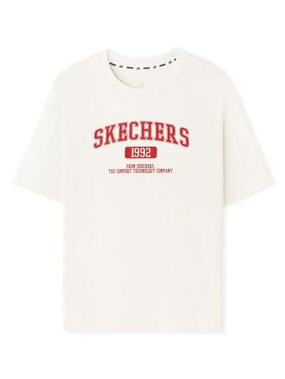 Skechers Camiseta deportiva casual de moda para hombre con estampado de logo vintage para exteriores L225M103