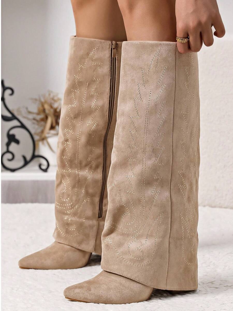 Folded Over The Boot  Holiday Vacay Vibe For And Summer Shoes Spring Shoes Spring Break Easter - Khaki - View 1