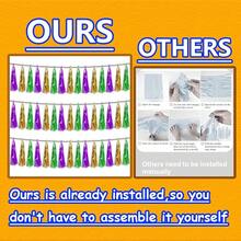 3P Metallic Fringe Tassel Banner Garland Foil Tinsel Streamer Wall Hanging Curtain Backdrop Banner For Parade Floats, Graduation Decorations, Father's Day Party Decoration(Silver)Halloween Christmas New Year - 金色 綠 紫 - 查看 3