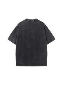 Ash-Vintage Washed Oversized-Drapey Toronto Raptors Dino-Basketball Tee - Retro-Sport Street-Hardcore Vibe - 黑色 - 查看 2