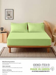 1 chiếc ga trải giường siêu mềm, màu trơn, nhẹ như mây, độ sâu 35cm, phù hợp với mọi kích cỡ giường - đơn, đôi, cỡ Queen, cỡ King - Mầm xanh - Xem 8