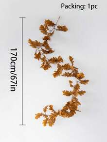 ANNA'S WHIMSY 1pc 170cm Artificial Oak Leaf Vine Garland, Suitable For Autumn, Thanksgiving, Halloween Decor, Indoor Cabinet, Hanging Decoration, Dining Table Center, Staircase Railing, Outdoor Door And Window Decoration,Fake Plants - Multicolor - View 3