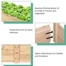 Wooden Vegetable Raised Garden Bed Backyard Patio Grow Flowers Planter - như hình ảnh - Xem 3