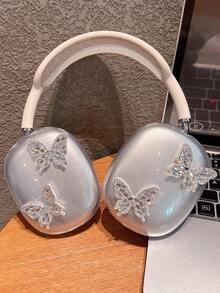 奢华激光水钻 3D 蝴蝶保护壳 兼容 Max 耳机 透明 TPU 耳机 兼容 Max 配件 - 無色 - 查看 1