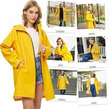 UNIQUEBELLA Rain Jackets For Women Waterproof, Raincoat Long Hooded Rain Coats Outdoor Windbreaker Trench Coat - 升級黃色 - 查看 5