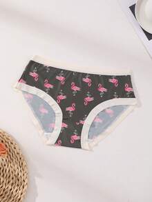 5 件性感火烈鸟印花低腰比基尼内裤 - 冰丝无缝舒适透气弹力女士内衣柔软适合日常穿着、运动、瑜伽三角裤 - 彩色 - 查看 9