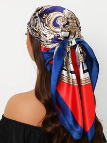 1pc Bohemian Paisley Print 35.4 Inch Square Scarf, Versatile Bandana For Women To Use As Headband, Hair Wrap, Shawl, Suitable For Casual & Street Style, Outdoor UV Protection - Black - View 10