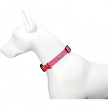 Collar de perro rosa fuerte, collares básicos para perros con collar de nylon transpirable de liberación rápida para cachorros, perros pequeños, medianos y grandes, niña - Rosa Fucsia - Ver 4