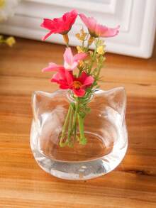 两件套猫形水培植物花瓶，卡通玻璃花瓶，家居装饰猫咪水培瓶，桌面迷你插花瓶，派对、婚礼和生日餐桌装饰花瓶