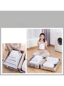 4个装灰色拉链封口网状洗衣袋，4种不同尺寸加厚洗衣袋，衣物保护洗衣袋，洗衣房必备配件，家庭必需洗衣袋