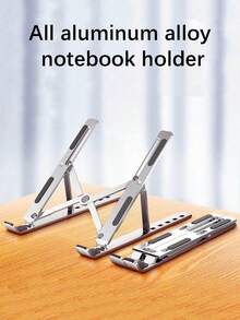 1pc Silver Aluminum Alloy Single Fork Foldable Stable Laptop Stand, Suitable For Laptops Under 18 Inches, Elevating & Storing - Silver - View 9