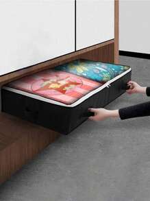 1 件可折叠床下储物袋，带透明窗口，大容量收纳容器，加固手柄，拉链开合，无纺布用于毯子、床上用品 - 有多种尺寸可供选择