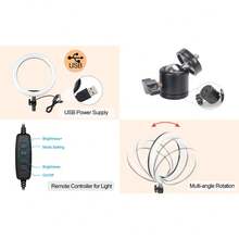 Anillo de luz LED regulable para video en vivo de 12", tres colores ajustables - 12 pulgadas - Ver 3