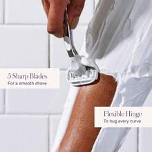 Flamingo Razors For Women 1 Women's Razor Handle Chrome 5 Blade Razor For Women With Aloe And Shea Butter Glide Strips - như hình ảnh - Xem 9