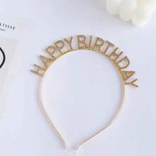 1/2 chiếc băng đô pha lê chúc mừng sinh nhật, phụ kiện trang trí tiệc, phụ kiện chụp ảnh, phụ kiện chữ cái tiếng Anh cho ngày Valentine, phụ kiện tóc cưới. - Vàng - Xem 10