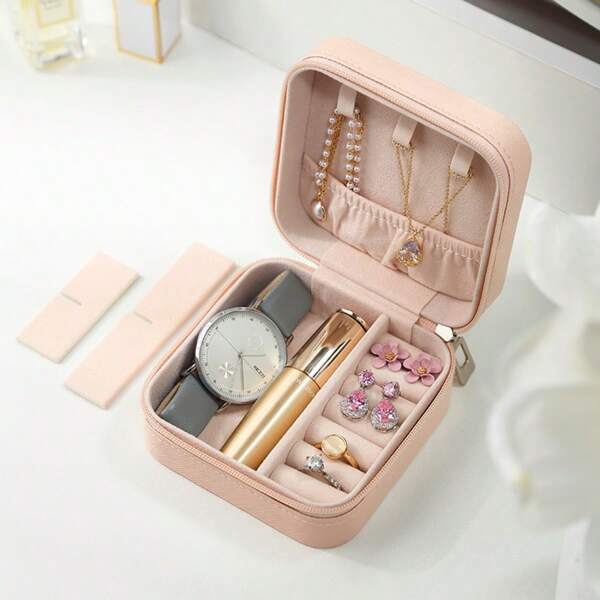 1pc Convenient INS Style Jewelry Box, Small Delicate Mini Home Decor Earring Necklace Ring Storage Box For Women