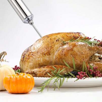 Fleischinjektor aus Edelstahl mit 3 Ersatzspitzen für die Marinadeninjektion, Gewürzinjektionswerkzeug für Truthahnbraten mit Reinigungsbürste, Grillwerkzeug-Set