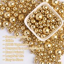 حبيبات لؤلؤية ذهبية سكرية للتزيين على الكيك - كرات سكرية لتزيين الكب كيك والآيس كريم وتزيين الكيك