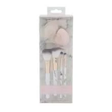 9 Pc Set 4 Hite Brushes 2 Pink Spons 3 Piece Cler Plstic Orgnizer Set - asPic - Xem 3