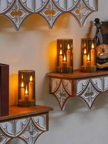 3 件三合一无焰锥形短蜡烛，带 10 键遥控器和定时器，电池供电 2 个 LED 亚克力 7.5 厘米 X 15 厘米柱状闪烁暖光，适用于生日、婚礼、万圣节、圣诞节氛围装饰 - 灰色