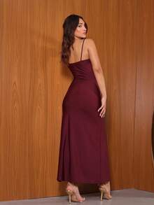 Dress With Side Slit - Gỗ đỏ - Xem 2