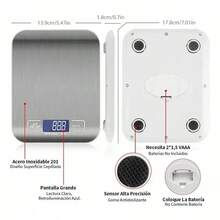 USB Rechargeable Digital Kitchen Scale, 10Kg/1G Precision Kitchen Scale, Stainless Steel Digital Kitchen Scale With LCD Display, Tare Function (Batteries Included) - 銀色 - 查看 2