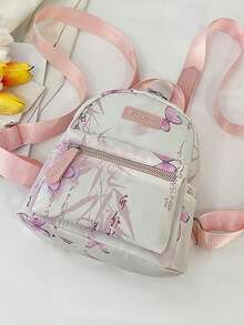 1pc Multifunction Mini Student Backpack - Cute Striped Texture Travel Bag, With Multiple Pockets & Comfortable Straps - Multicolor - View 7