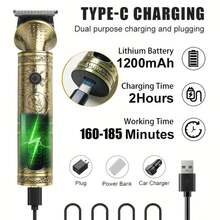 Exquisite Men's Electric Hair Clipper, USB Charging, Battery Level Display, Sharp And Precise Cutting Cordless Beauty Set, The Best Choice For Beauty Sets, Father's Day, The Perfect Gift For Him