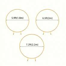 多功能圆形背景架，适用于婚礼、生日、周年纪念和毕业典礼。耐用铁质圆形婚礼背景架，配有快速拆卸夹，优雅派对装饰，适合生日派对。 - 金色 - 查看 12